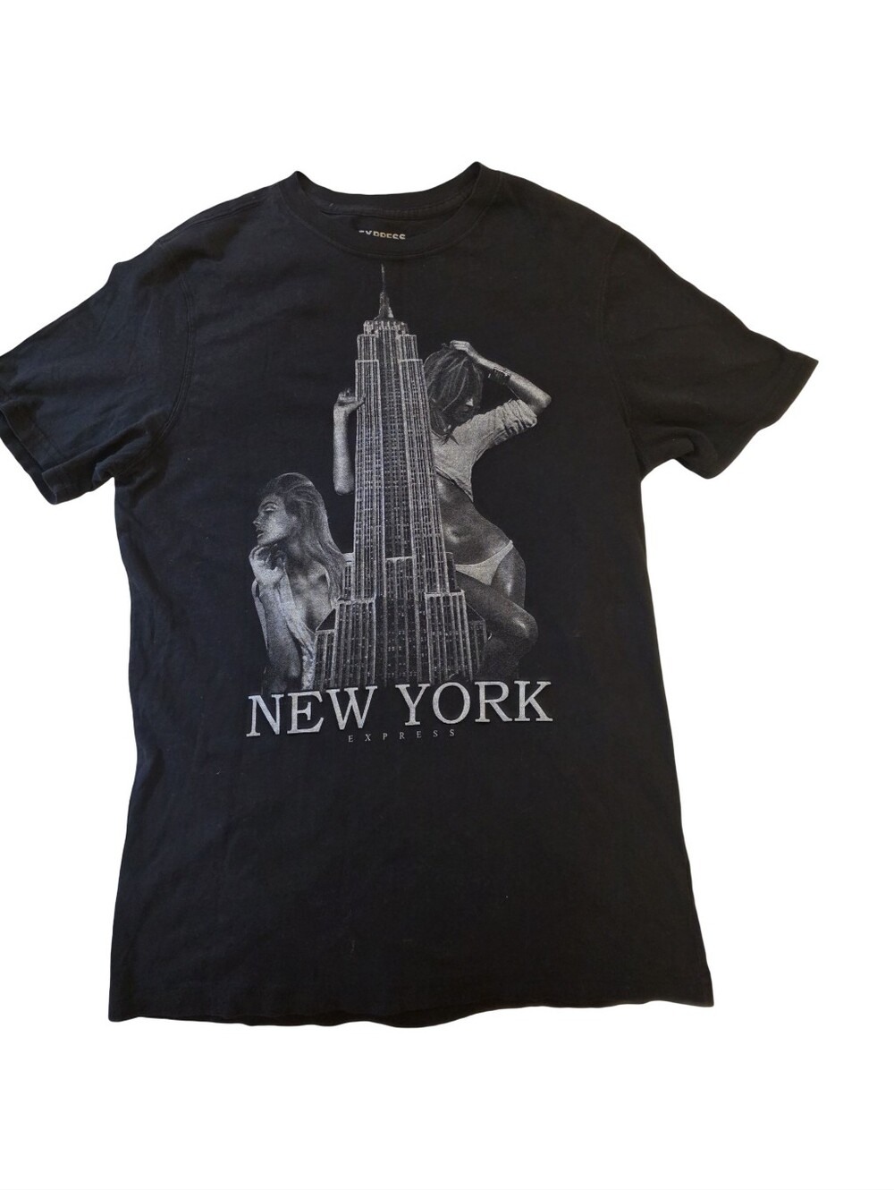 Express Black New York Graphic Short Sleeve Tee SIZE XS Vintage Rare